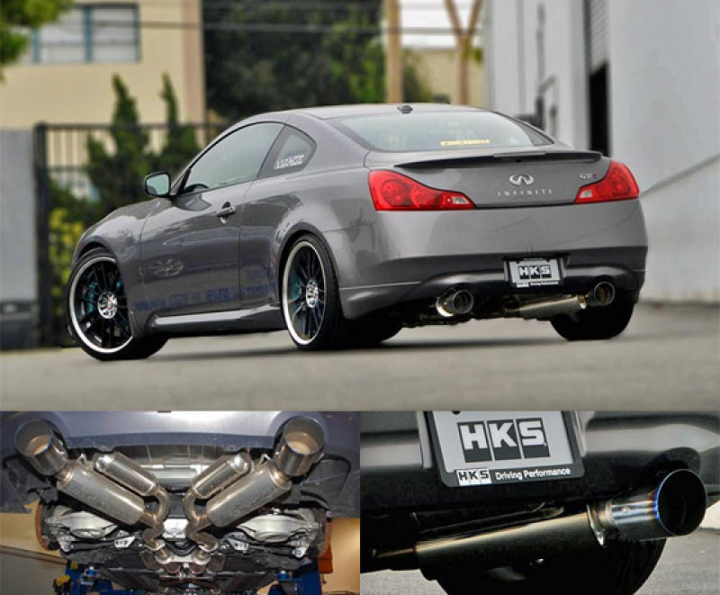 HKS Dual Hi-Power Titanium Tip Catback Exhaust 2008-2015 Infiniti G37 2dr. (VQ37)