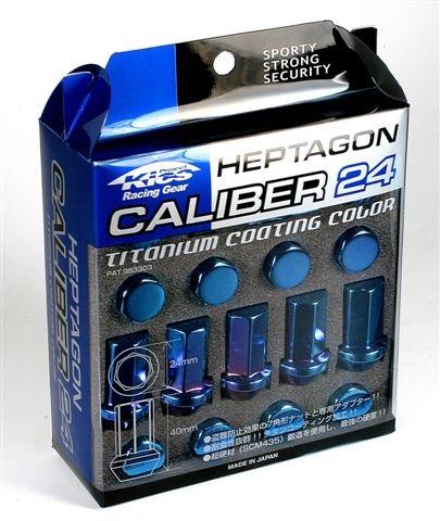 Project Kics Heptagon Caliber 24 Lug Set 12x1.50 Titanium Blue (20 Piece Kit)