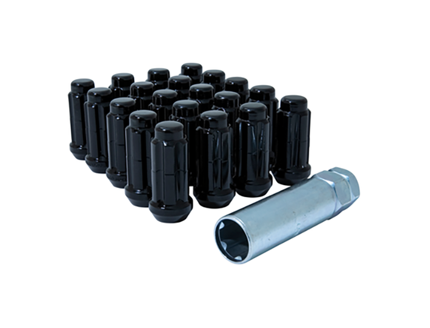 Gorilla Tuner Series Spline Lug Nut 14x1.5 Black 5 Lug Kit with Key (Set of 20)