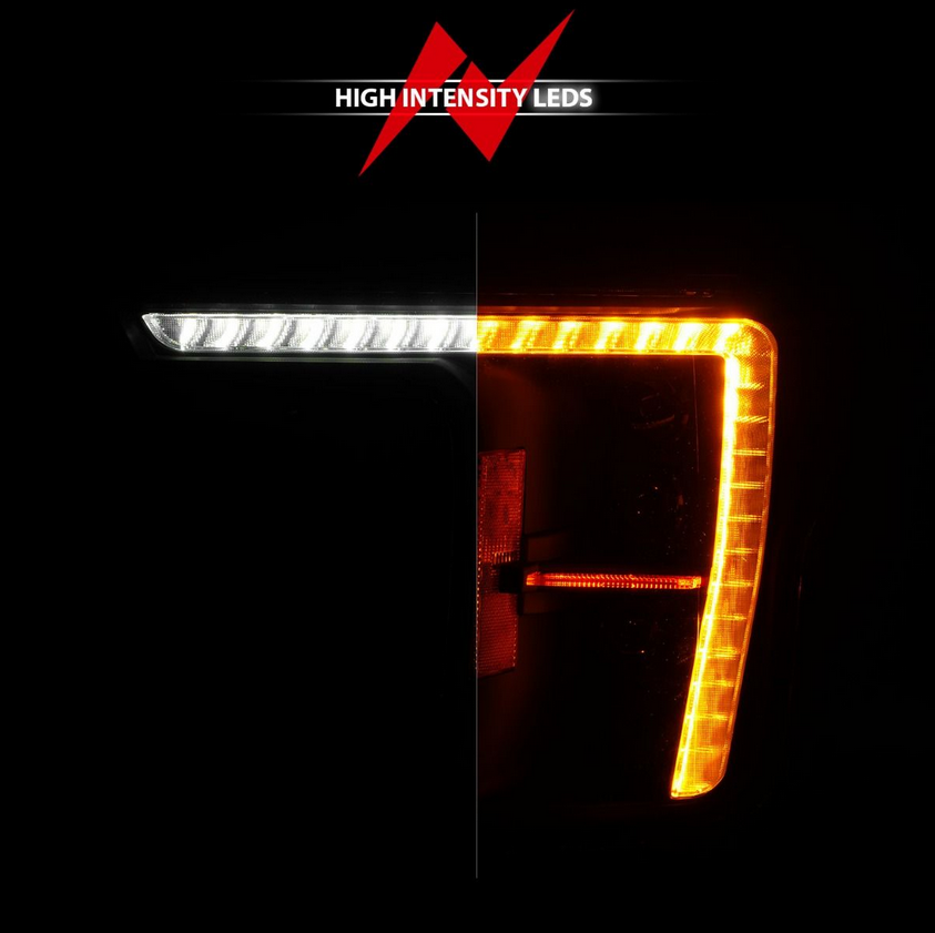 2018-2020 Ford F-150 Z-Series Full LED Plank Projector Headlights Black w/ DRL Switch, Initiation & Sequential (FACTORY HALOGEN MODEL ONLY)