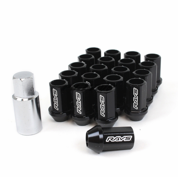 RAYS Dura-Nut L42 Straight Type 12x1.25 Lug Nut Set 16 Lug 4 Lock Set - Black
