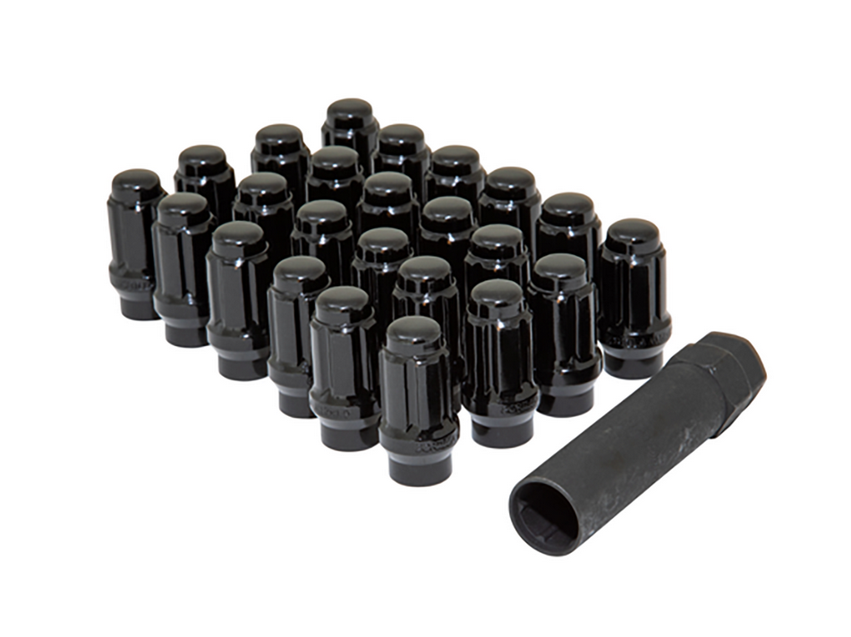 Gorilla Tuner Series Spline ET Lug Nut 12x1.25 Black 6 Lug Kit with Key (Set of 24) passenger car