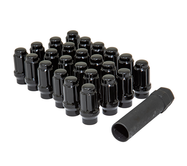 Gorilla Tuner Series Spline ET Lug Nut 12x1.50 Black 6 Lug Kit with Key (Set of 24) passenger car