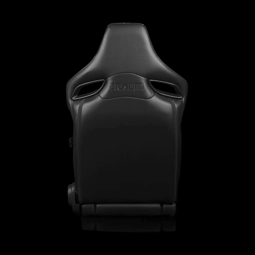 Braum ORUE-S Series Sport Reclinable Seats | Black Leatherette | Honeycomb Alcantara | White Stitching (Priced Per Pair)