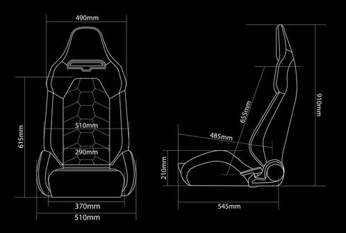 Braum VIPER-X Series Sport Reclinable Seats | Black Alcantara | Honeycomb Red Stitching | Red Grommets (Priced Per Pair)