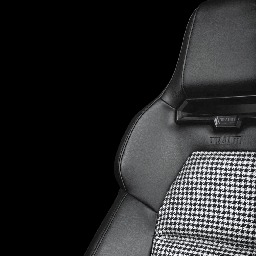 Braum VIPER-X Series Sport Reclinable Seats | Black Leatherette | Houndstooth Fabric (Priced Per Pair)