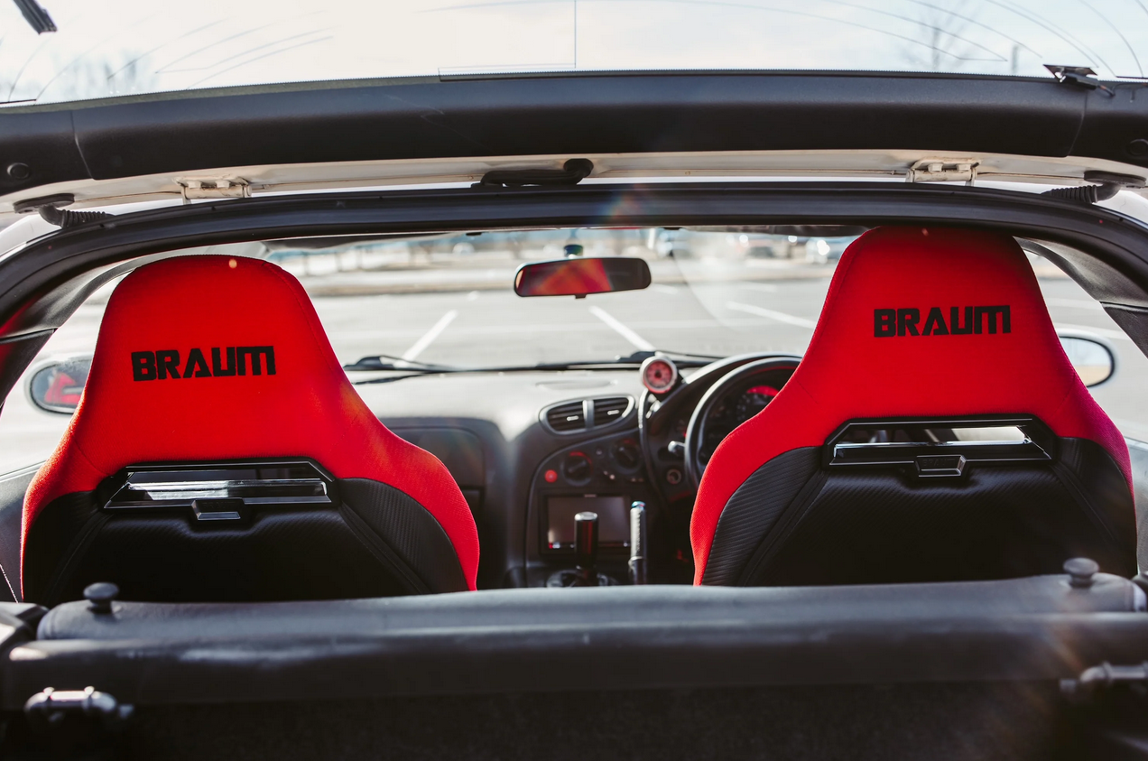 Braum VIPER-X Series Sport Reclinable Seats | Red Jacquard | Black Piping (Priced Per Pair)