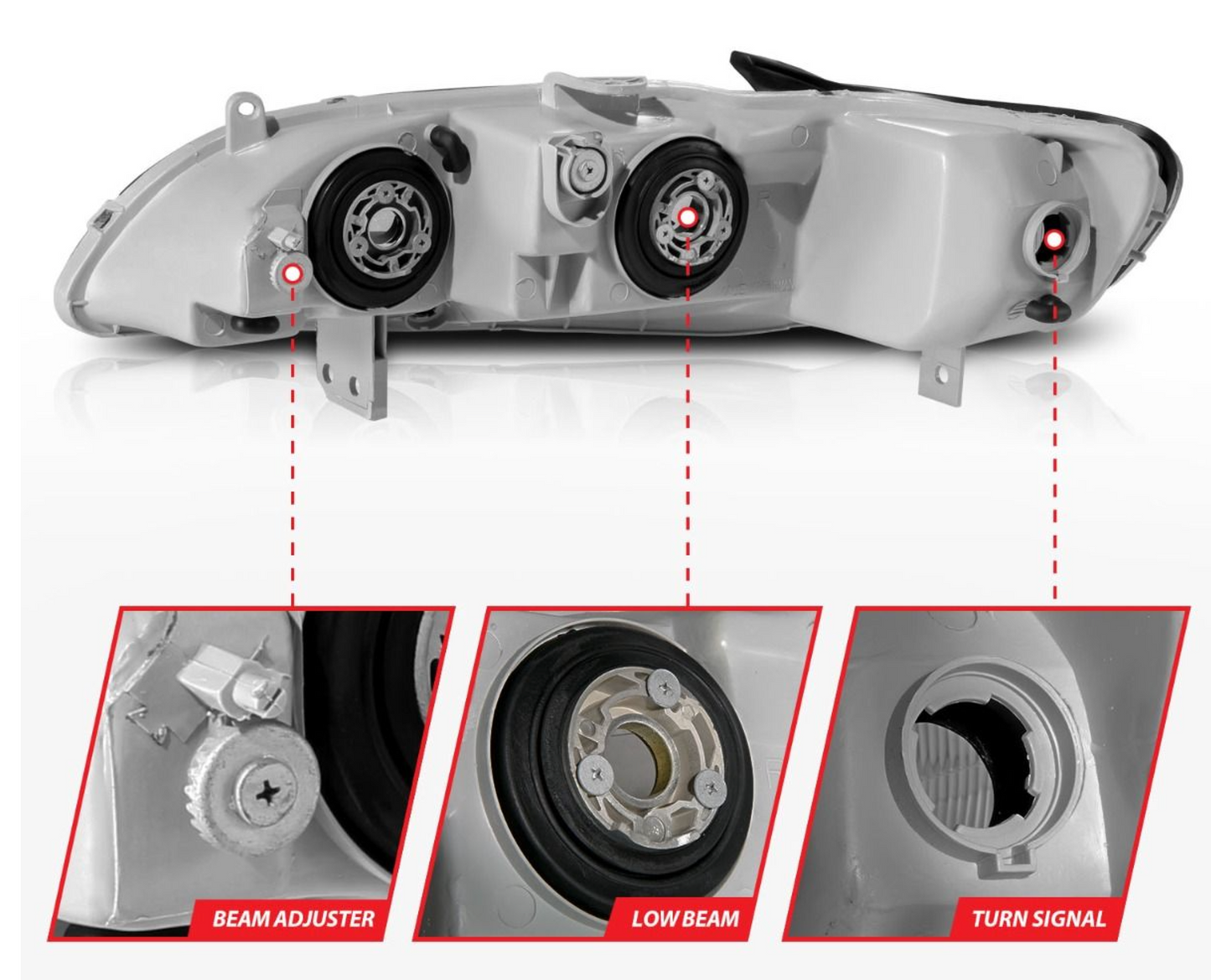 Anzo 1998-2002 Honda Accord Crystal Headlights Black