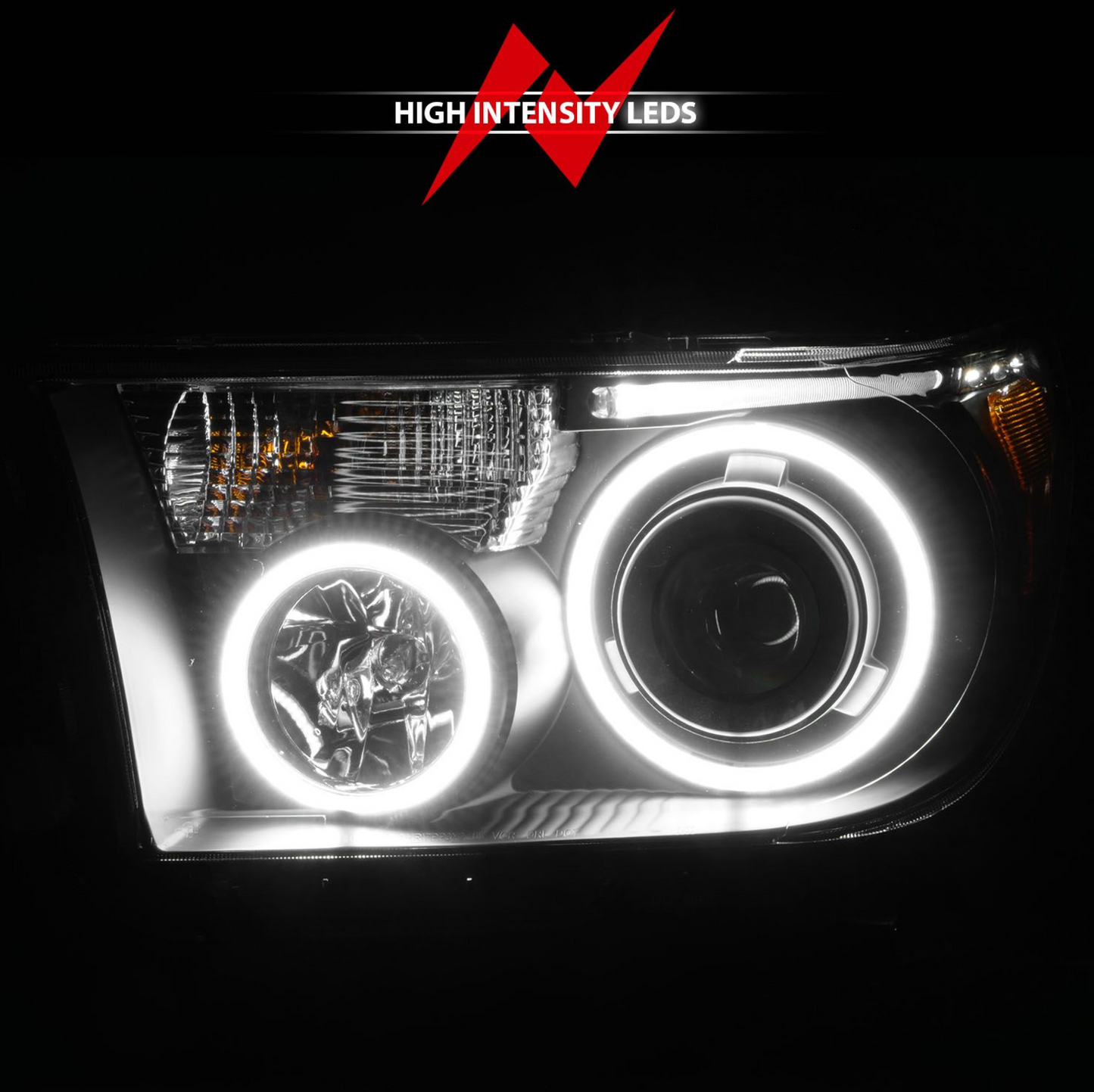 Anzo 2007-2013 Toyota Tundra / 2008-2017 Sequoia Projector Headlights Black W/ RX Halo & LED Bar