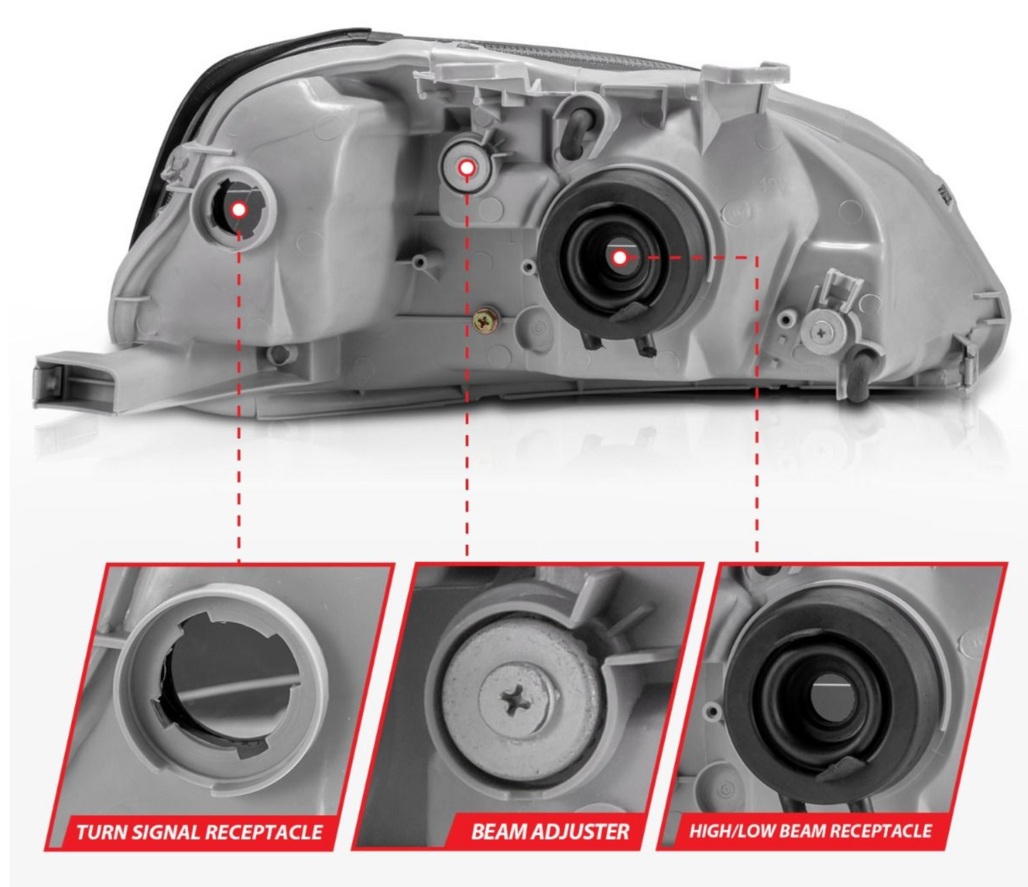 Anzo 1999-2000 Honda Civic Crystal Headlights Black