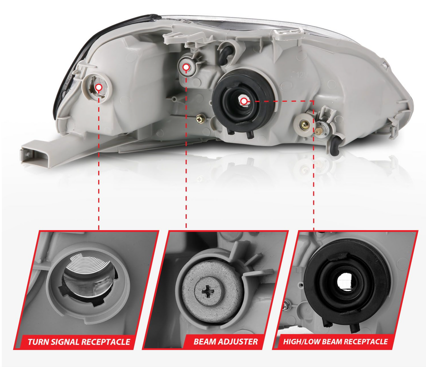 Anzo 1996-1998 Honda Civic Crystal Headlights Black