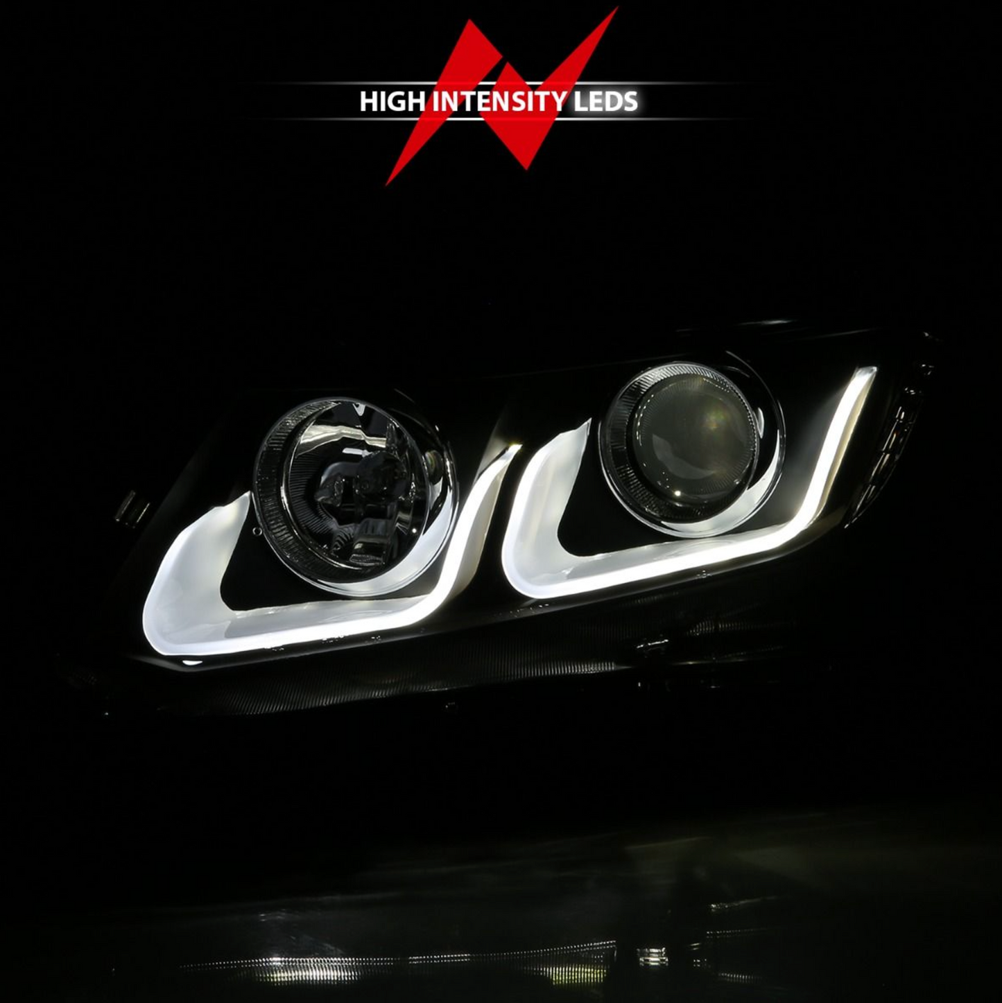 Anzo 2012-2013 Honda Civic 2 DR / 2012-2015 4 DR Projector Headlights U-Bar Chrome Clear