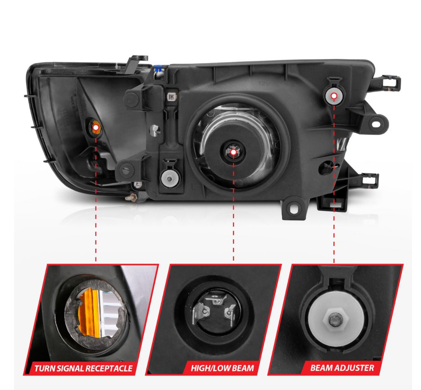 Anzo 1999-2002 Toyota 4Runner Crystal Headlights Black W/ Corner Light 2PC