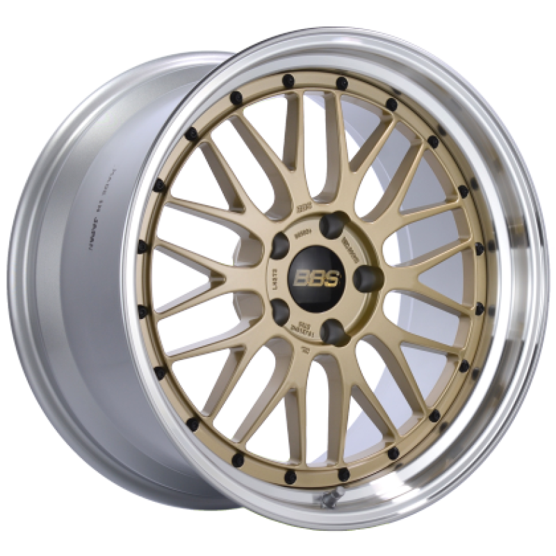 19x11.0 BBS LM 5x120 ET25 Gold Center Diamond Cut Lip Wheel - 82mm PFS/Clip Required