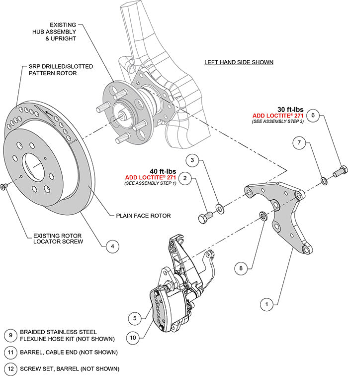 Wilwood HM7 Parking Brake Caliper Rear Brake Kit 1988-2004 Honda Civic (Rear Drum) Undrilled