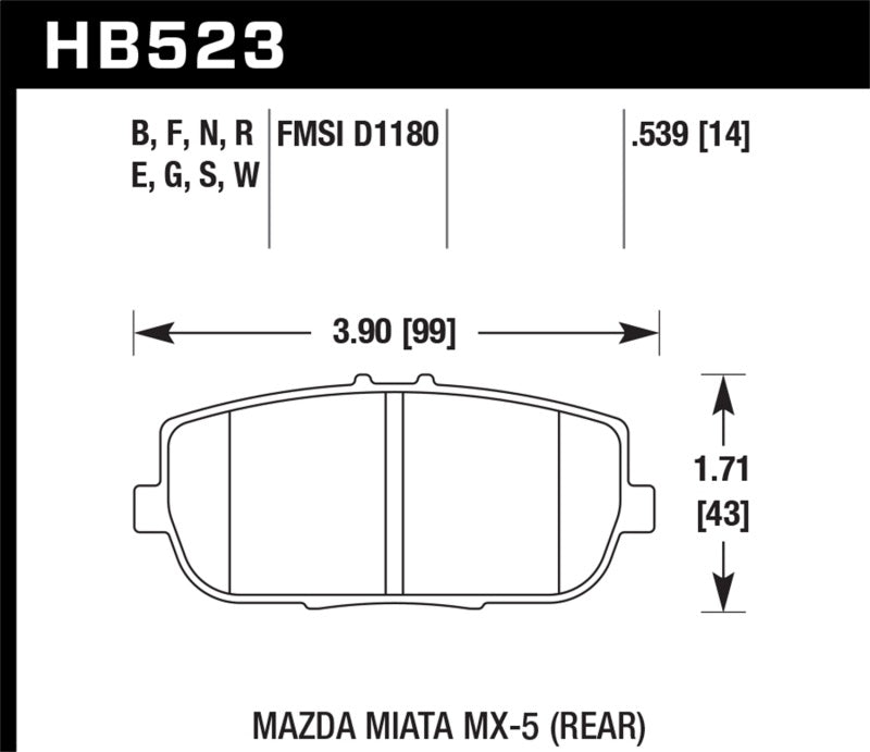 Hawk HPS 5.0 Rear Brake Pads 2006-2014 Mazda MX-5 Miata / 2017-2019 Fiat 124