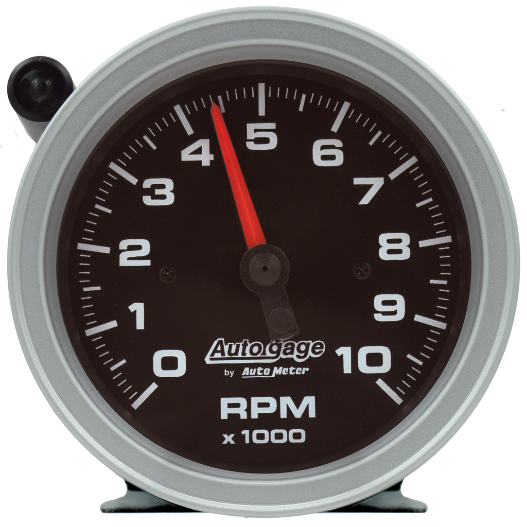 Autometer Tachometer Gauge 10K RPM 3 3/4in Pedestal w/Ext. Shift-Light - Black Dial/Black Case