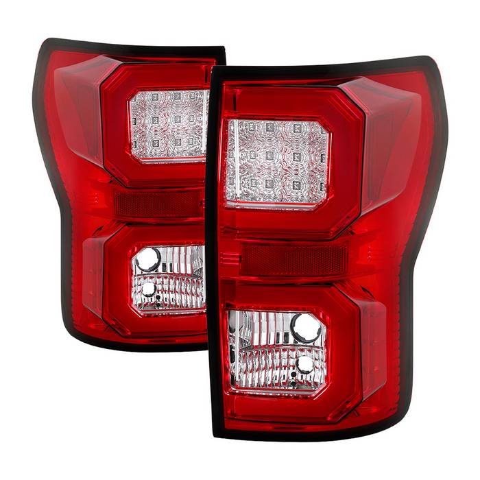 Spyder 2007-2013 Toyota Tundra V2 Light Bar LED Tail Lights - Red Clear