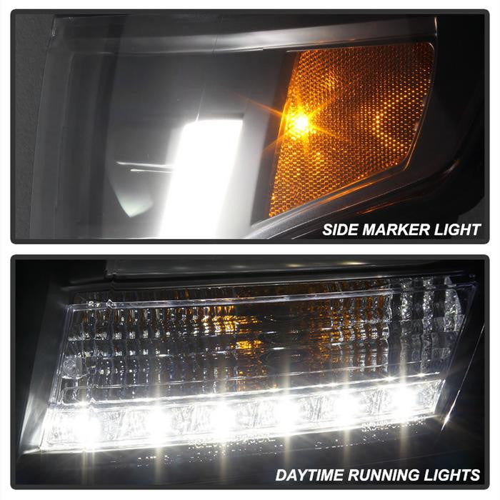2015 -2016 Chevy Tahoe / Suburban Projector Headlights - DRL LED - Black