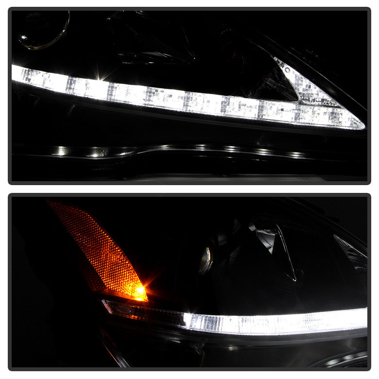2006-2010 Lexus IS250/350 Projector Headlights - DRL LED - Black