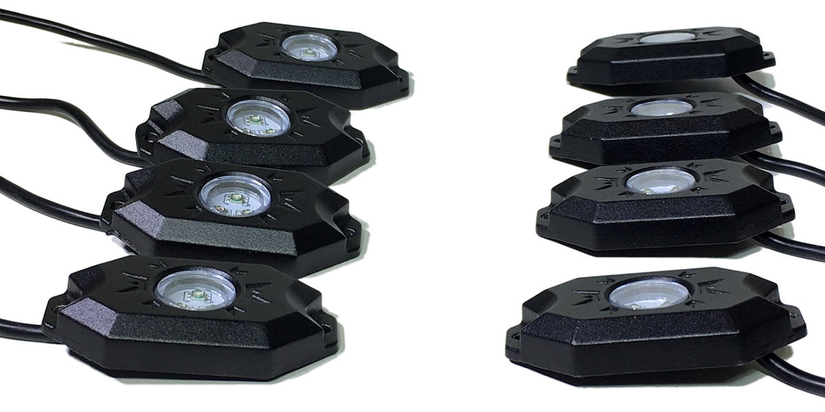 Quake LED 8 Piece RGB Accent Rock Lights (Controller Included) Quad-Lock
