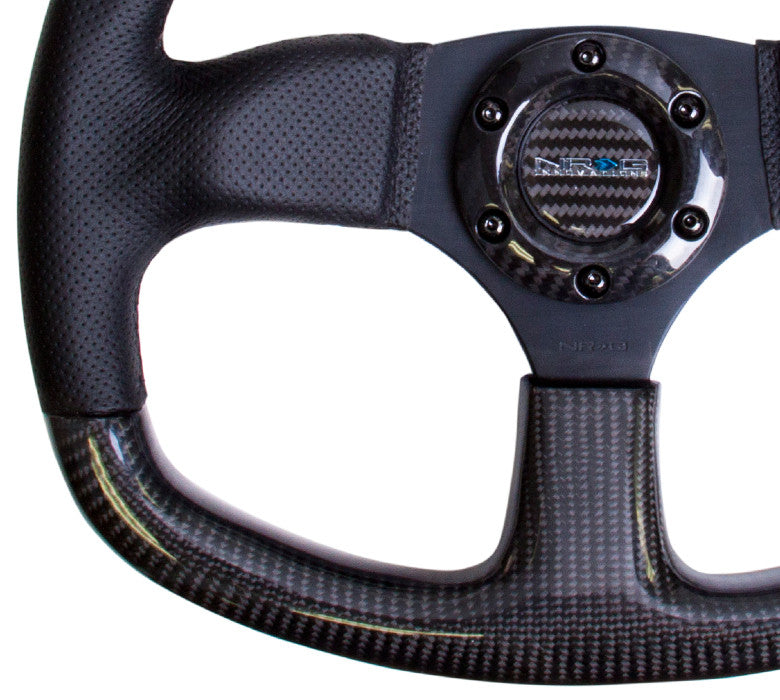 NRG Carbon Fiber Series Steering Wheel Carbon Fiber/Air Leather (320mm) Flat Bottom