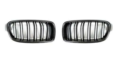AutoTecknic Replacement Dual-Slats Carbon Fiber Front Grilles BMW F30 3-Series Sedan | F31 3-Series Wagon
