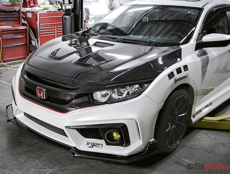 Seibon MR-Style Carbon Fiber Hood 2016-2021 Honda Civic