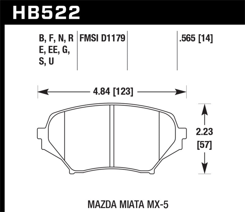 Hawk HP HP+ Street Front Brake Pads 2006-2014 Mazda Miata Mx-5