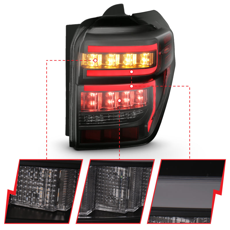 Anzo LED Bar Style Tail Lights 2014-2023 Toyota 4Runner (Black Smoke Lens w/Sequential Signal)