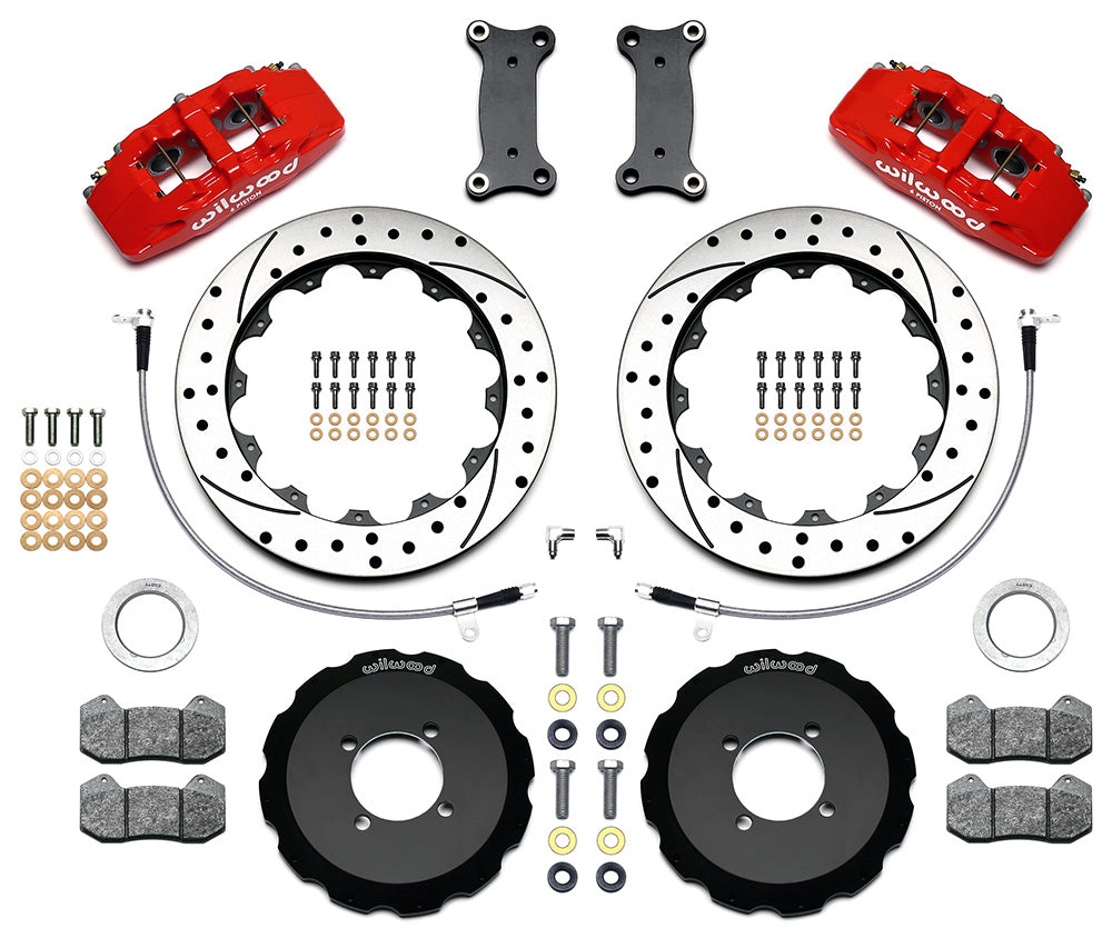 Wilwood Dynapro 6 Front Hat Kit 12.88" Drilled Red 2016-2020 Mazda MX5 Miata w/ Lines