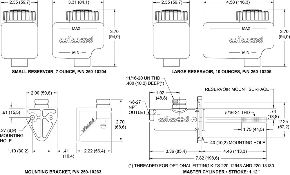Wilwood Compact Remote M/C Kit 15/16in Bore