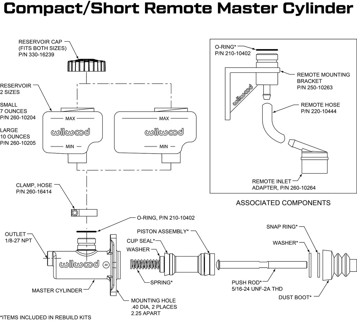 Wilwood Compact Remote M/C Kit 15/16in Bore