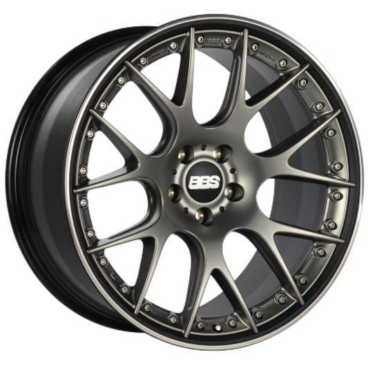20x9.5 BBS CH-RII 5x120 ET25 Satin Platinum Center Black Lip SS Rim Prot Wheel