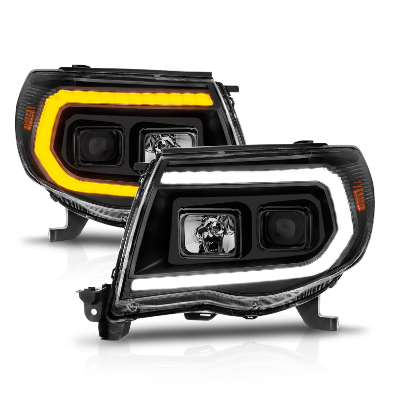 Anzo 2005-2011 Toyota Tacoma PROJECTOR LED PLANK STYLE HEADLIGHTS BLACK W/ SEQUENTIAL SIGNAL