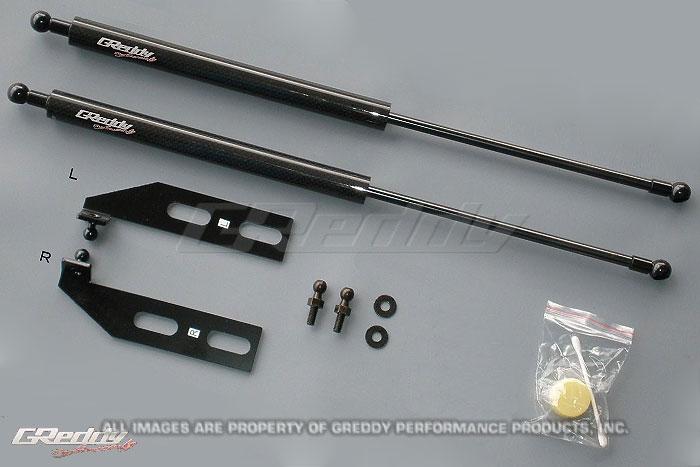 GReddy Carbon Hood Lifter Kit 1993-1996 Mazda RX7 FD3S (Designed for OEM weight hoods)