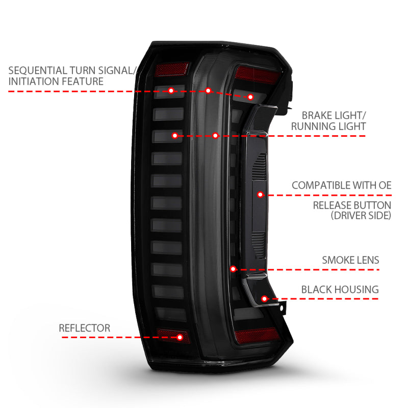 Anzo TOYOTA TUNDRA 2022-2026 FULL LED TAIL LIGHTS BLACK SMOKE LENS W/ SEQUENTIAL (FITS ALL MODELS)