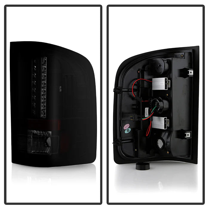 2007-2013 Chevy Silverado 1500 / 2007-2014 2500HD/3500HD / 2007-2014 GMC Sierra 3500HD Dually Models ( Does Not Fit Model With Reverse Bulb 921 ) LED Tail Lights - Black Smoke