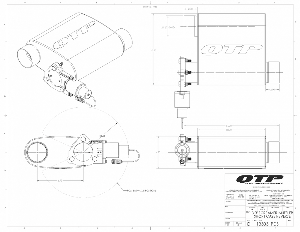 Quick Time Performance 3" QTP Reverse Screamer Twintronic Muffler Short Case