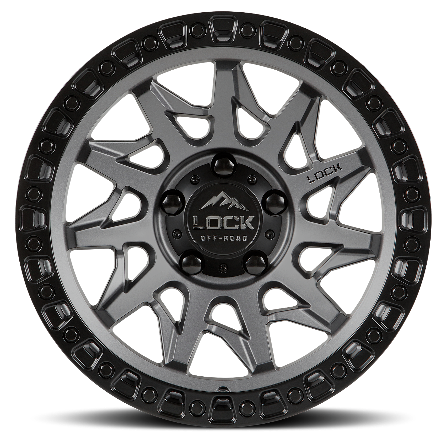 20x10 Lock Off-Road Lunatic Matte Grey w/ Matte Black Ring