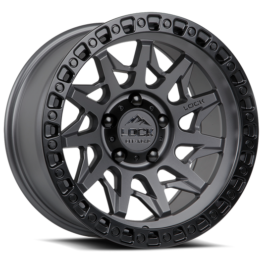 17x9.0 Lock Off-Road Lunatic Matte Grey w/ Matte Black Ring
