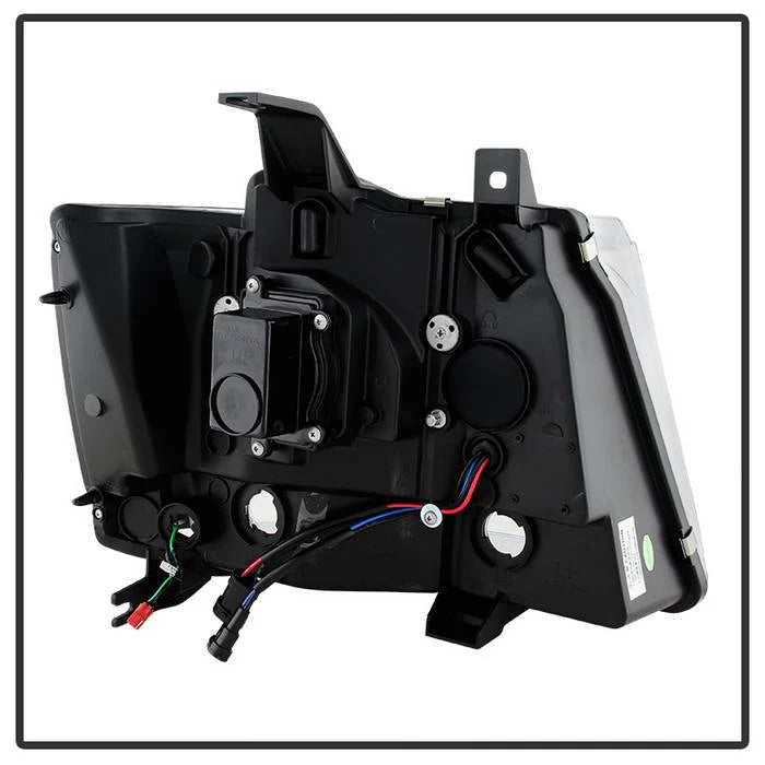 2007-2014 Chevy Suburban 1500/2500 / 2007-2014 Chevy Tahoe / 2007-2014 Avalanche Version 2 Projector Headlights - High H1 (Included) - Low H7 (Included) Light Bar DRL - Black