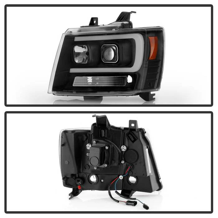 2007-2014 Chevy Suburban 1500/2500 / 2007-2014 Chevy Tahoe / 2007-2014 Avalanche ( LED Low Beam ) Headlights - Low Beam: LED - High Beam: H1 (Included) - Signal: - Black