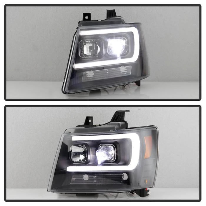 2007-2014 Chevy Suburban 1500/2500 / 2007-2014 Chevy Tahoe / 2007-2014 Avalanche ( LED Low Beam ) Headlights - Low Beam: LED - High Beam: H1 (Included) - Signal: - Black