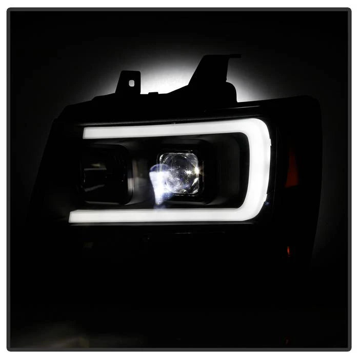 2007-2014 Chevy Suburban 1500/2500 / 2007-2014 Chevy Tahoe / 2007-2014 Avalanche ( LED Low Beam ) Headlights - Low Beam: LED - High Beam: H1 (Included) - Signal: - Black