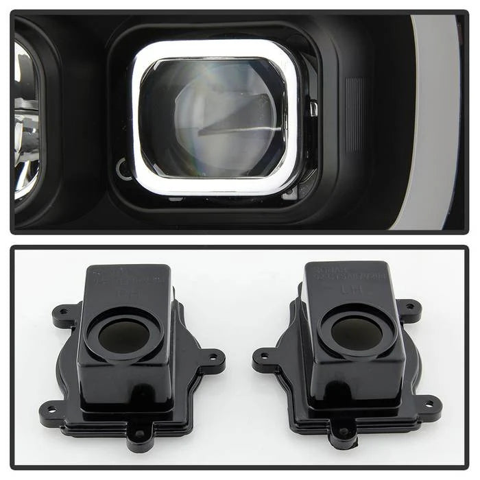 2007-2014 Chevy Suburban 1500/2500 / 2007-2014 Chevy Tahoe / 2007-2014 Avalanche Version 2 Projector Headlights - High H1 (Included) - Switch Back Turn Signal Light Bar - Low H7 (Included)  Signal-LED (Included) - Black