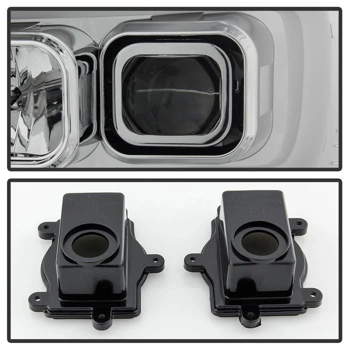 2007-2014 Chevy Suburban 1500/2500 / 2007-2014 Chevy Tahoe / 2007-2014 Avalanche Version 2 Projector Headlights - High H1 (Included) - Switch Back Turn Signal Light Bar - Low H7 (Included) ; Signal-LED(Included) - Chrome