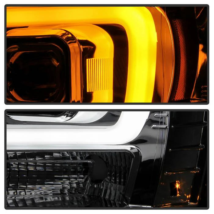 2007-2014 Chevy Suburban 1500/2500 / 2007-2014 Chevy Tahoe / 2007-2014 Avalanche Version 2 Projector Headlights - High H1 (Included) - Switch Back Turn Signal Light Bar - Low H7 (Included) ; Signal-LED(Included) - Chrome