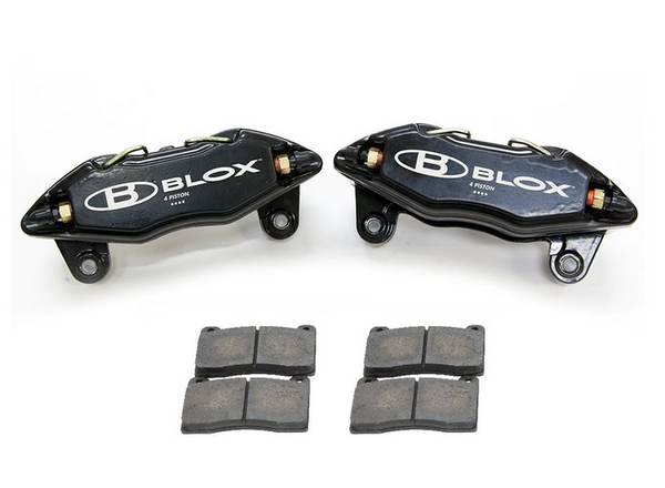 BLOX Racing Forged 4 Piston Calipers and Pads (Fits Honda/Acura 262mm Rotors)