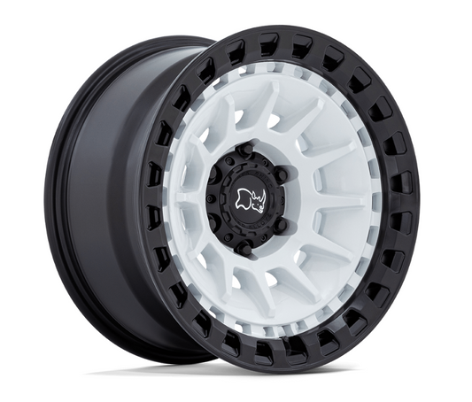17x8.5 Black Rhino Barrage Gloss White on Matte Black